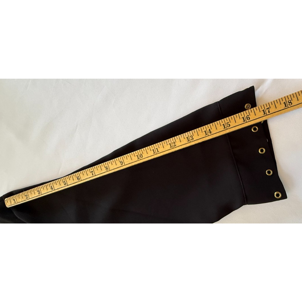 Chico’s Women’s Size 0 Small Black V-Neck Blouse Gold Grommet Trim 3/4 Sleeve - Picture 6 of 8